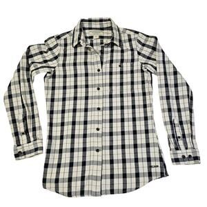 Filson Off White Dark Gray Sz S.‎ Plaid cotton thick fabric collar shirt. Active